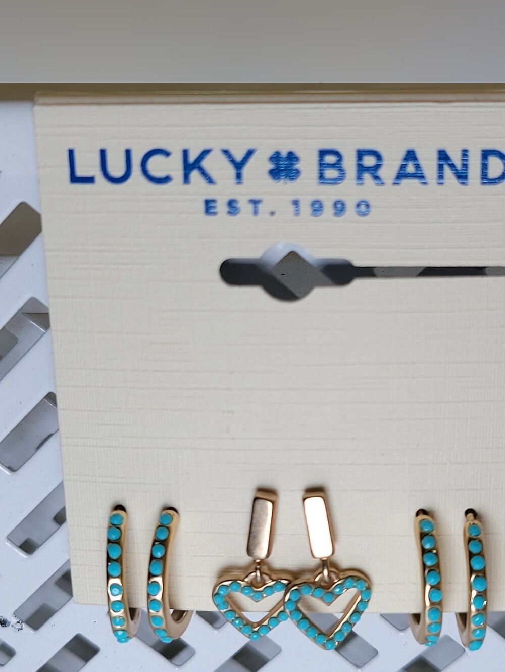 NWT Lucky Brand Gold Tone Hoop and Stud Earring Set